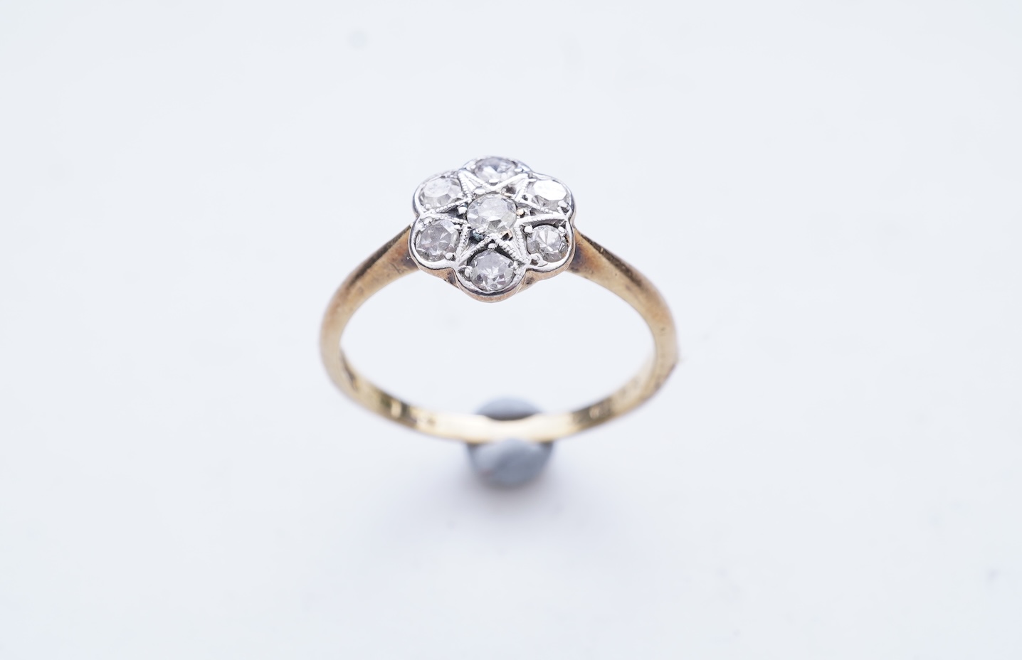 A diamond cluster ring, early 20th century